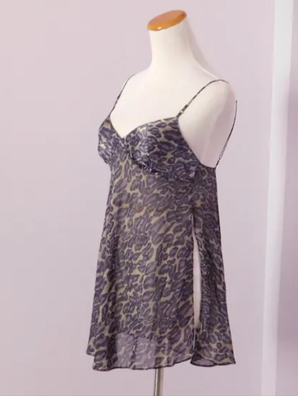 Victoria's Secret Sheer Gray Animal Print Babydoll Slip